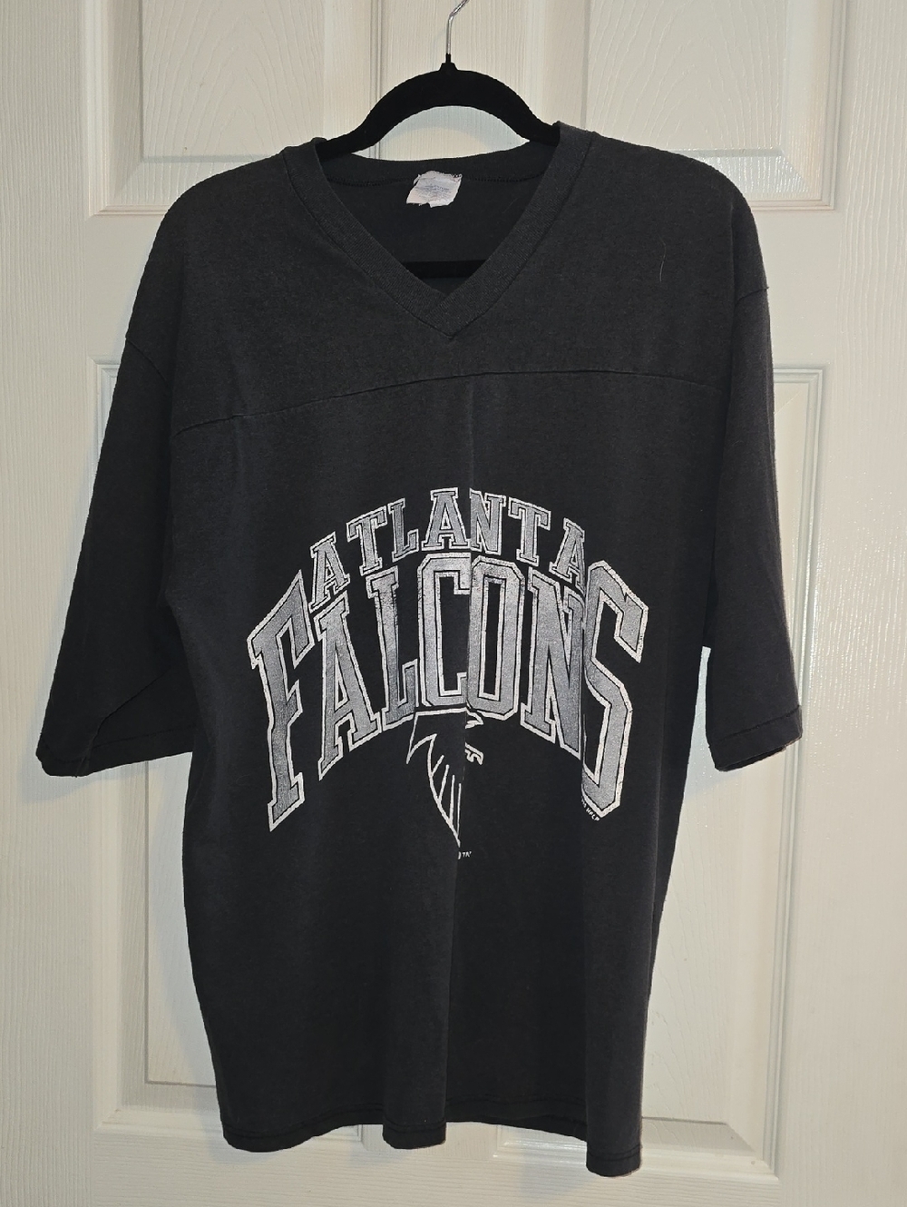 Vintage 1992 Atlanta Falcons Black Short Sleeve V-Neck Tee